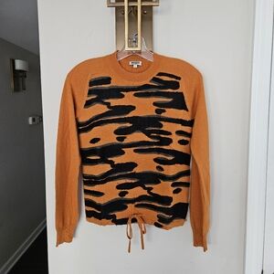 KENZO Paris Orange Zebra Print Wool Sweater Size Small